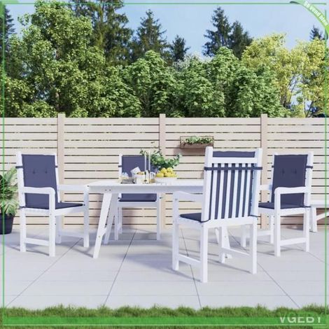 378681 Coussins de chaise à dossier bas lot de 4 bleu marine tissu (1/5)