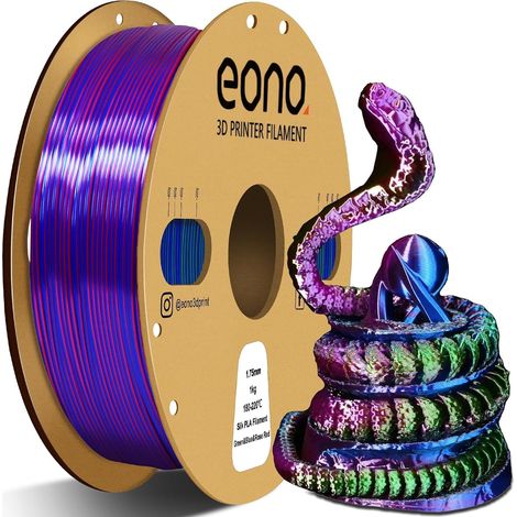Filament PLA 1.75mm en Soie Tricolore pour Imprimante 3D, Bobine de 1 kg +/-0,03 mm, Multicolore Vert/Bleu/Rose Rouge (1/5)