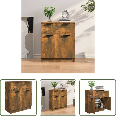 vidaXL Holzbeistellschrank - Sideboard Räuchereiche 60x30x70 cm Holzwerkstoff (1/5)