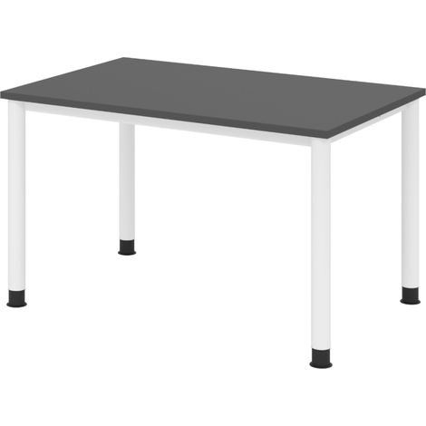 bümö Schreibtisch Serie-H Rechteck: 120 x 80 cm Graphit Weiß (1/5)