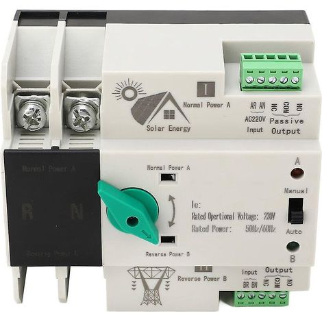 (80a) Commutateur De Transfert Automatique Double Alimentation, Minuterie Anti-ge Mini 50/60 Hz Pv Vers Contrleur De Commutateur D'alimentation S (1/5)