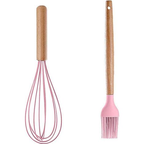 Ustensiles De Cuisine En Bois Et Silicone - Résistants À La Chaleur Pour Ustensiles Antiadhésifs - Set De 2 Pièces (1/5)