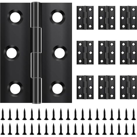 10 Pièces Charnières de Porte 44 × 32 × 1 mm, en acier inoxydable avec 60 vis, pour placard, armoire, boîte en bois et fenêtre (1/5)