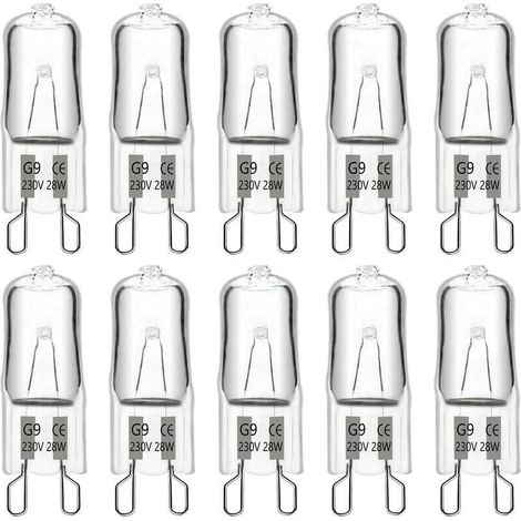 G9 halogen bulb, 28W, 230V, 370lm, 2700K warm white, dimmable, G9 capsule bulbs, for chandeliers, landscape lighting, wall lights, cabinet lighting, pack of 10 (1/4)