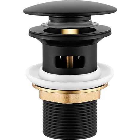 Bonde de lavabo à fente pour lavabo de salle de bain, bouchon clic-clac moderne noir avec trop-plein pour lavabo de salle de bain, raccord standard de 3,6 cm (1/5)