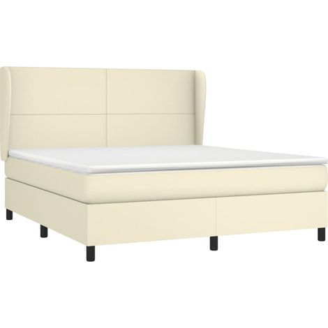 Cama box spring con colchón cuero sintético crema 180x200 cm vidaXL (1/4)