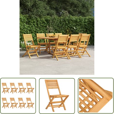 The Living Store Gartenstühle 8 Stk. Klappbar 47x62x90 cm Massivholz Teak - Teakholzgartenstuhl - Klappbarer Gartenstuhl - Gartenstühle Set - Outdoor Möbel - Balkonmöbel (1/5)