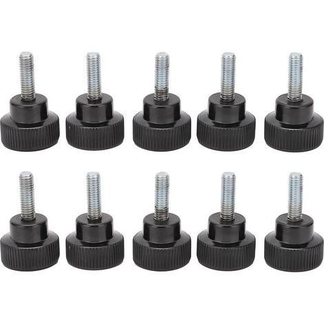 10 vis à main moletées à tête ronde, écrou de serrage, noir M6x25x20 (1/5)