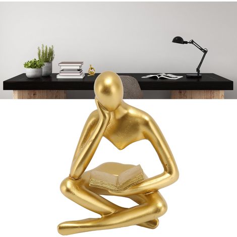 Denker-Statue aus Kunstharz, Leseskulptur, abstraktes Kunstornament zur Dekoration von Wohnzimmer, Arbeitszimmer oder Büro, 11,5 cm (1/5)