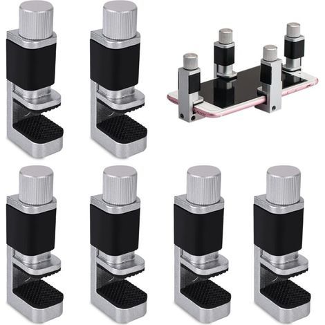 Set of 6 adjustable metal screen clamps - For LCD screens - Adjustable repair tool for smartphones and computers
