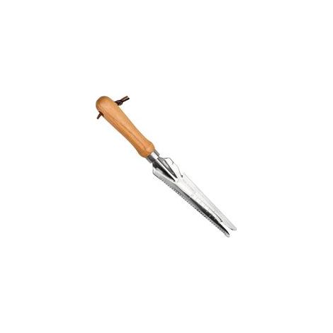 Unkrautstecher aus Edelstahl mit Holzgriff, 33,5 cm x 3 cm, Gartenhandwerkzeug - Crezuo