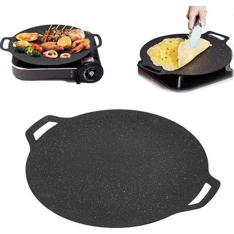 Poêle À Grill - Fonte Naturelle Revêtement Antiadhésif En Pierre De Granit - Pour Cuisine Intérieure Et Extérieure - 1 Pièce (1/5)