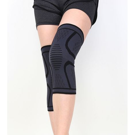 1 paire de genouillères de sport, genouillères de compression unisexes, élastiques et respirantes, spécialement conçues pour l'entraînement de course à pied, noires, conception monobloc (circonférence