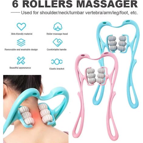 Rouleau de massage pour les mains, la nuque et les épaules, double point de déclenchement, automassage et soulagement de la pression, rose-AquaForge