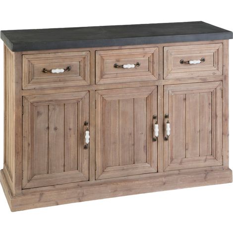 Interiors by Premier Wooden Sideboard, Mid Century Modern Sideboard, Solid Wood Sideboard, Three Drawer and Three Door Sideboard (1/3)