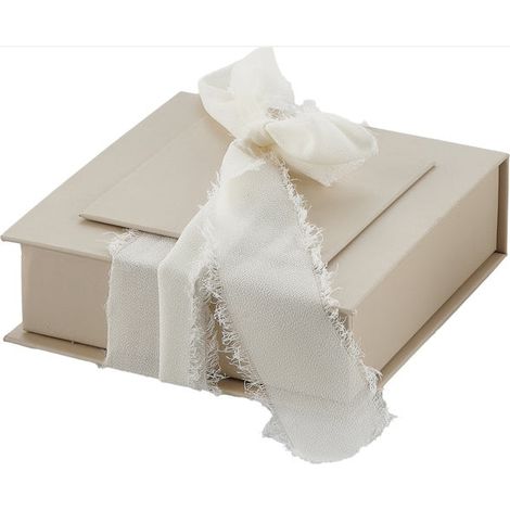 L'Arcolaio Box Liscia Portaconfetti 13 x 13 x 4 Cm Bomboniera Tortora con Chiffon 1 Pz (1/2)