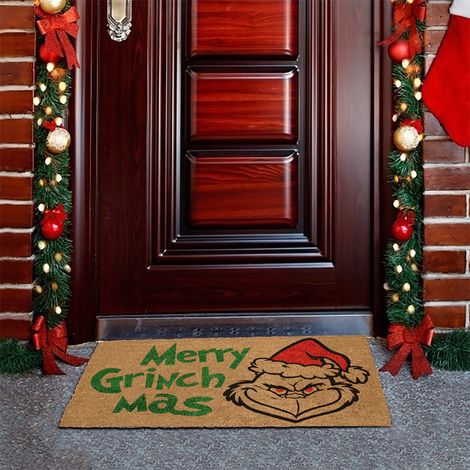 Tapis de sol à motif Grinch de Noël (40 x 60 cm) pour chambre, salon ou entrée. Modèle C11. (1/5)