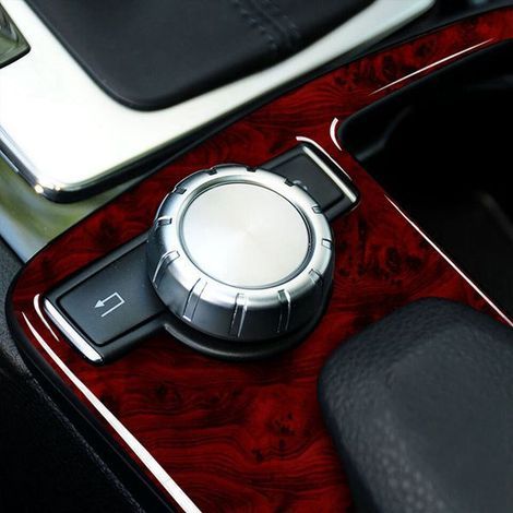 1 Farbe: Mahagoni Maserung Material: ABS Dekorative Abdeckung für den Schalthebel der Mittelkonsole, kompatibel mit Mercedes-Benz. (1/4)