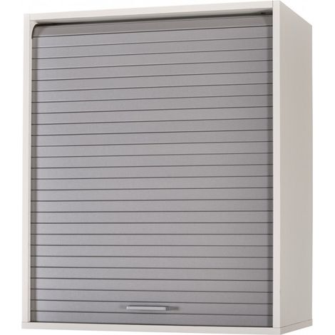 Beaux Meubles Pas Chers – Meuble haut de cuisine blanc avec rideau noir – Dimensions L 60 x H 72 x P 35 cm – 2 tablettes réglables – Éco-conçu, fabriqué en France (1/6)