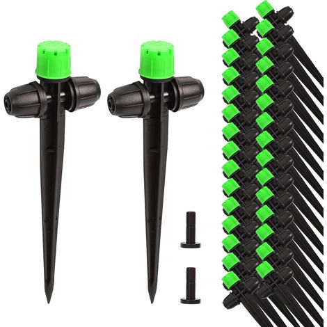 HOINCO 28 Stück Tropfbewässerungs-Emitter, einstellbare Durchflussrate, Wassertrimmer für 1/4"-Tropfbewässerungsrohre, für Gartenbewässerungssysteme. (Grün) (1/5)