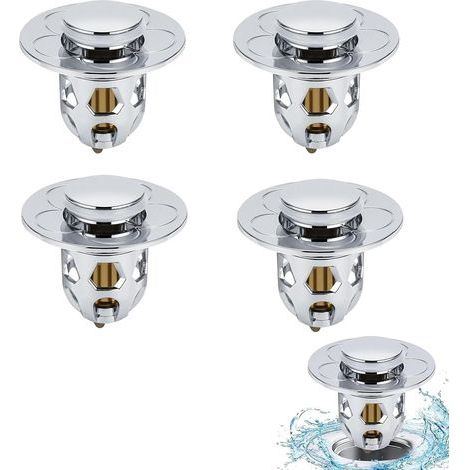 4 Pièces Bonde de Lavabo Universel Pop Up,Bonde de Lavabo Pop-Up avec Filtre Anti-Clogging,Flitre de Vidange Anti-Bloqué,Bouchon Baignoire pour Lavabo Cuisine,pour Orifice de Vidange 34-40mm (1/5)