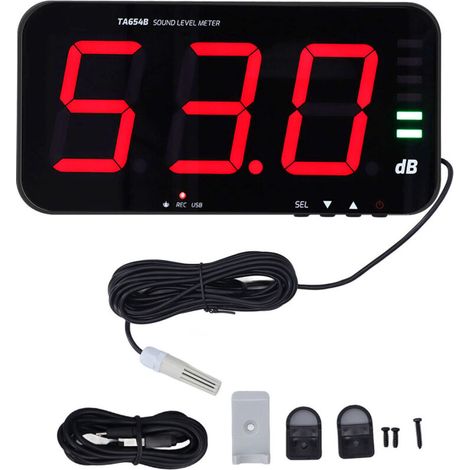 13-inch Screen Sound Level Meter, Wall-Mounted Digital Decibel Reader, Environmental Noise Alarm TA654B