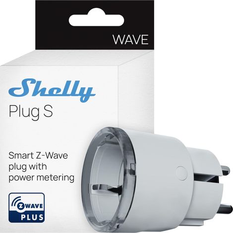 SHELLY WAVE PLUG S - PRISE CONNECTÉE Z WAVE,12 A (2500 W), TYPE F, AVEC MESURE DE CONSOMMATION ÉLECTRIQUE, HORAIRES ET MINUTEUR