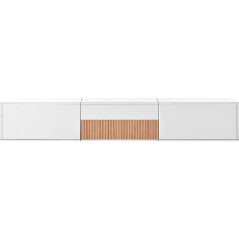 Mueble TV moderno blanco de aglomerado 180 x 34 x 30 cm con estante para proyector (1/5)