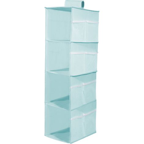 Étagère de rangement pliable en tissu Oxford lavable multicouches à suspendre - Bleu - 4 couches