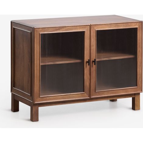 Buffet en bois de manguier et verre Ildara SKLUM Noir - Bois de Manguier Foncé &x2194&xFE0E 100 cm (1/5)