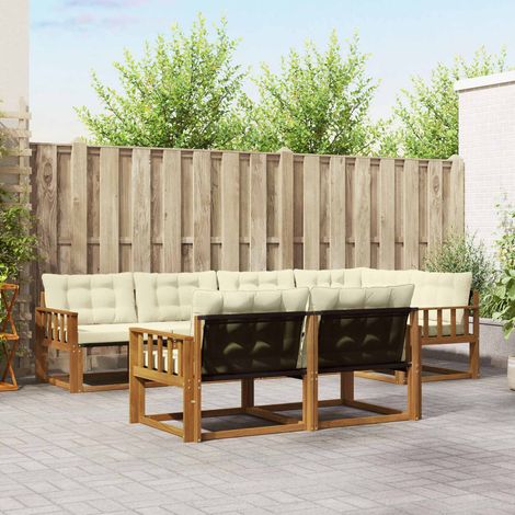 vidaXL Outdoor-Sofagarnitur 7 Stk. Natur und Creme (1/5)