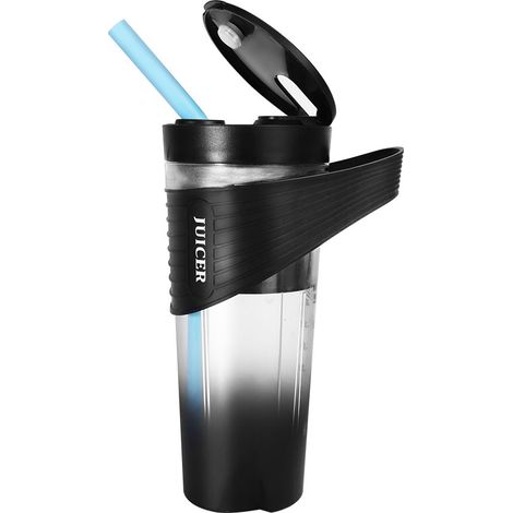 Licuadora para batidos de 400 ml con batería recargable de 4000 mAh, mini licuadora con pajita de silicona, ideal para viajes y uso doméstico.