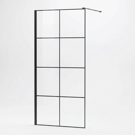 Paroi de douche Walk-In 100 cm – Ceramia Essential – Verre 8 mm – Profilé Noir (1/4)