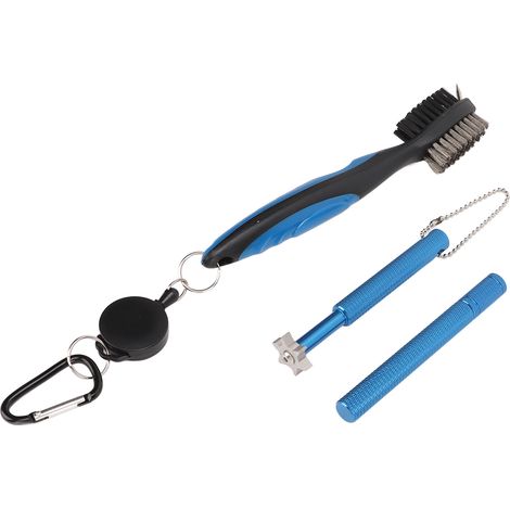 Kit de Nettoyage de Golf avec Brosse Télescopique et Nettoyeur de Rainures, en Acier et Plastique Résistant, Couleur Bleu Marine (1/5)