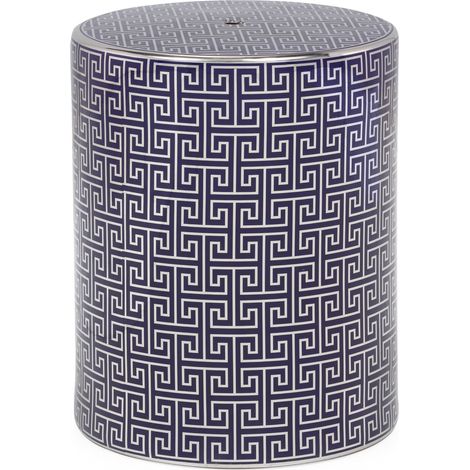 Tabouret 33x33x45 Céramique Bleu/Argent