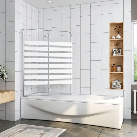 120x140cm Links Montage Badewannenaufsatz mit NANO Glas Badewannenfaltwand ESG Duschwand für Badewanne (1/5)