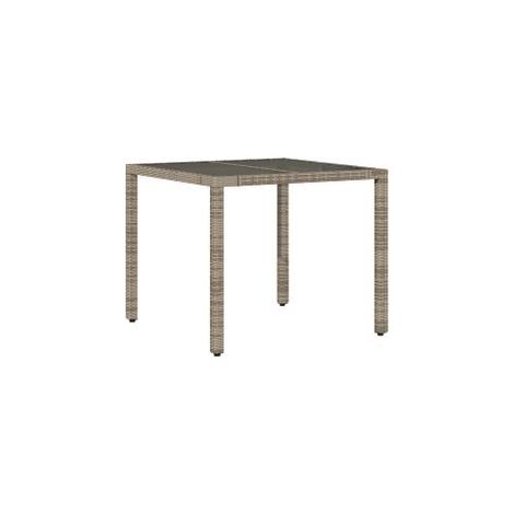 Table de jardin dessus en verre Gris 90x90x75 Résine tressée (1/5)
