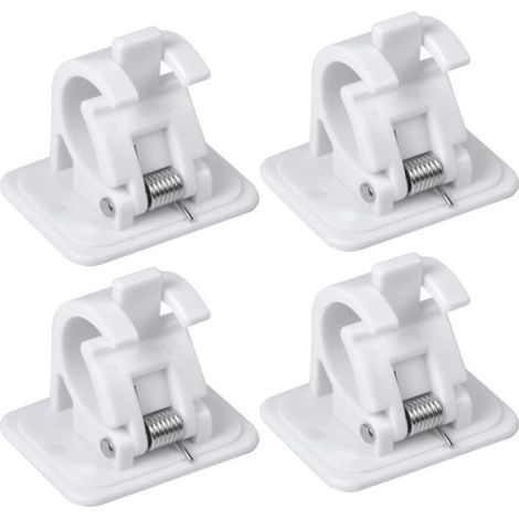 Crochets Auto Adhesif - Lot de 4 - Plastique ABS - Blanc - Support Tringle à Rideaux (1/4)