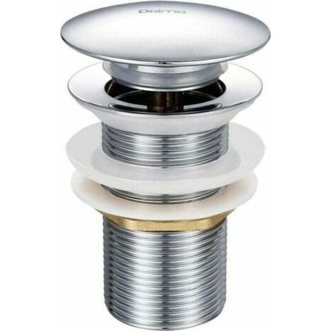 Ulisem – Desagüe automático sin rebosadero – Latón cromado – Diámetro 66 mm – Altura 78 mm – Sistema de pulsador para un fácil vaciado (1/4)