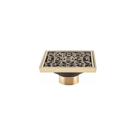 Bonde de douche en laiton antique – Carrée, invisible – 10 cm (1/5)