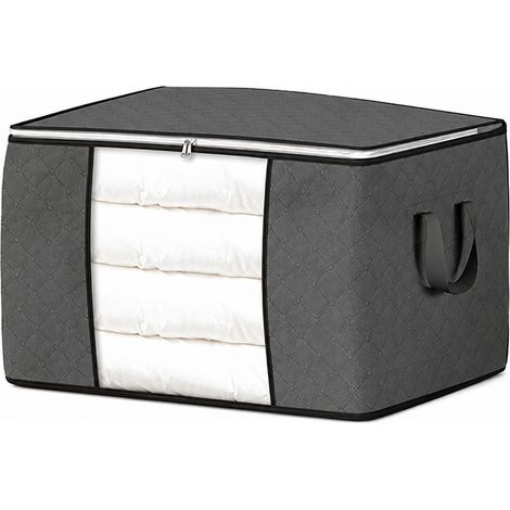 Sac de rangement pour vêtements en tissu non tissé, boîte de rangement pour couette grande capacité, très grande et visible, épaisse 90 l x 1 pièce (170 g) (1/5)