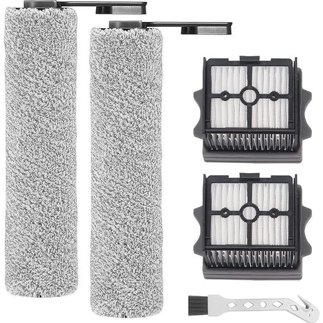 Rouleau de brosse de rechange et Filtre HEPA pour Tineco Floor One S5 Combo / S5 Combo Power Kit aspirateur humide et sec, 2 rouleaux de brosse + 2 filtres + 1 brosse de nettoyage (1/5)