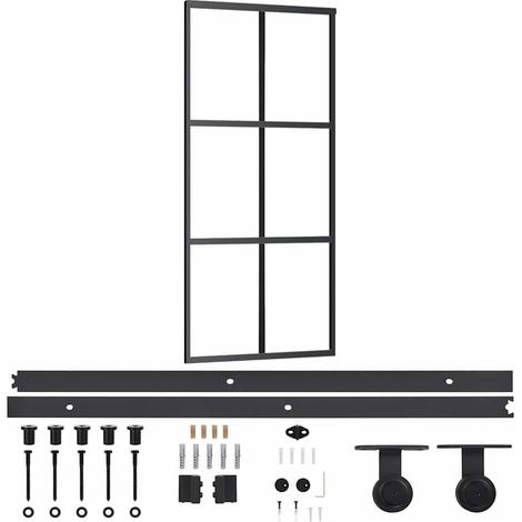 Maison Exclusive - Schiebetür mit Beschlag ESG-Glas & Aluminium 9 (1/5)