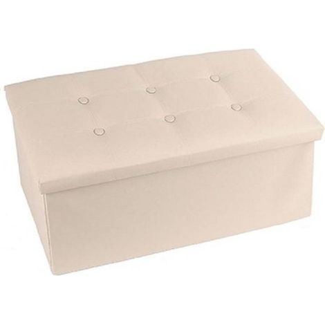 Pouff Puff Pouf Content Imbottito Porta Oggetti Seduate Beige 76x38x35cm (1/2)