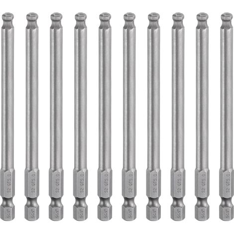 10Pcs Embout de Tournevis Hexagonal à Tête Sphérique 5mm (H5.0) Embout 1/4" Tige Hexagonale 100mm (4") Long Magnétique Embout de Tournevis Métrique en Acier S2 (1/5)