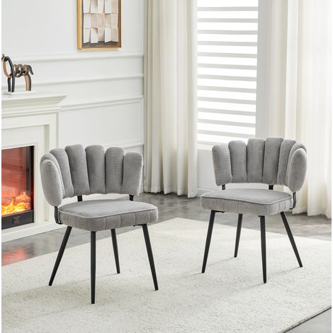 Set di 2 sedie da pranzo 64x48x80 cm in velluto grigio chiaro, moderne FloraGrace (1/5)