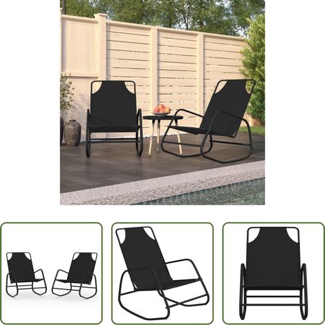 Gartenstuhl -  Schaukelliegen 2 Stk. Schwarz Stahl und Textilene (1/5)