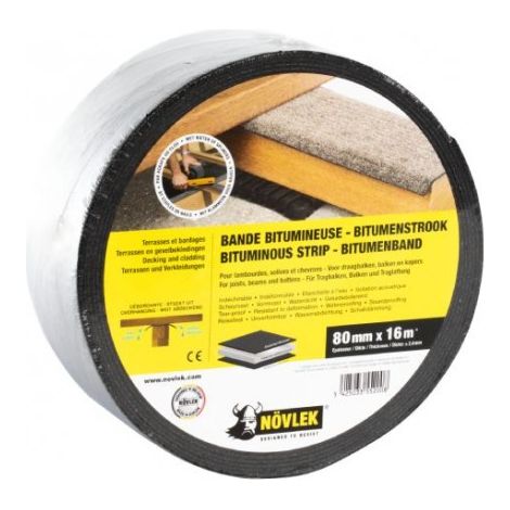 Sud Bois – Bande bitumineuse NÖVLEK® 80mm – Protection lambourdes – Épaisseur 2,4mm – Effet parapluie pour étanchéité durable – 16m