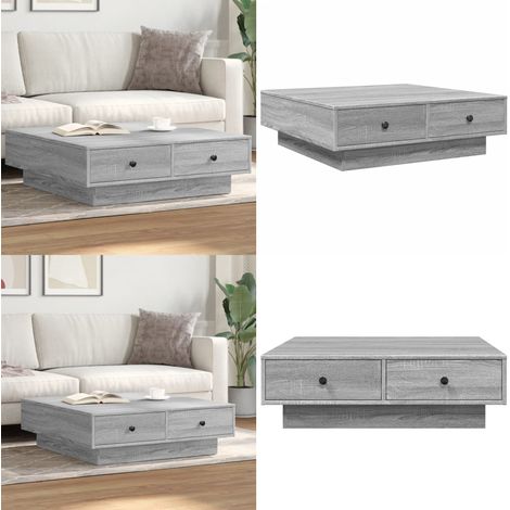 Table basse Sonoma gris 90x90x28 cm Bois d'ingénierie - Table Basse - Meuble Salon - Table D'appoint - Table Industrielle - Table Ronde - Home & Living (1/5)