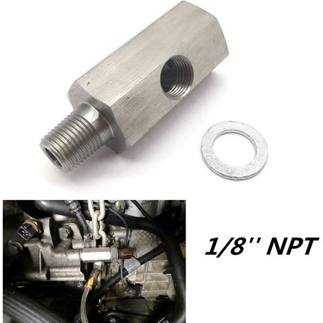 Raccord en T argenté pour capteur de pression d'huile 1/8" NPT vers adaptateur pour manomètre de turbo pour voitures (1/5)
